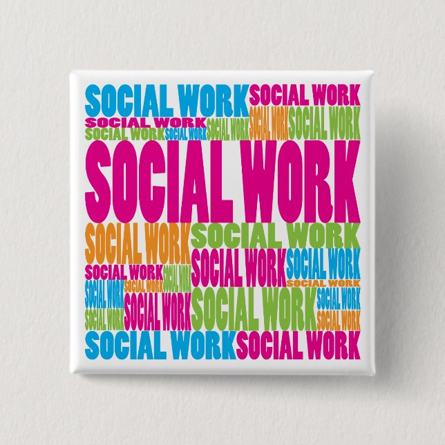 Chapa Cuadrada Trabajo social colorido (Anverso)
