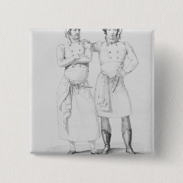 Chapa Cuadrada Trajes de cocineros a partir de diversas eras (Anverso)