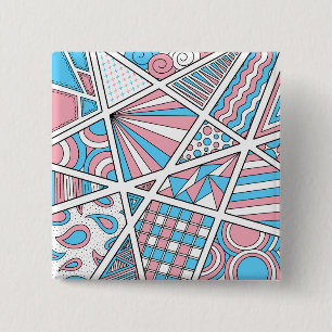 Chapa Cuadrada Trans Orgullo Zen Doodle Resumen Blanco Azul rosad