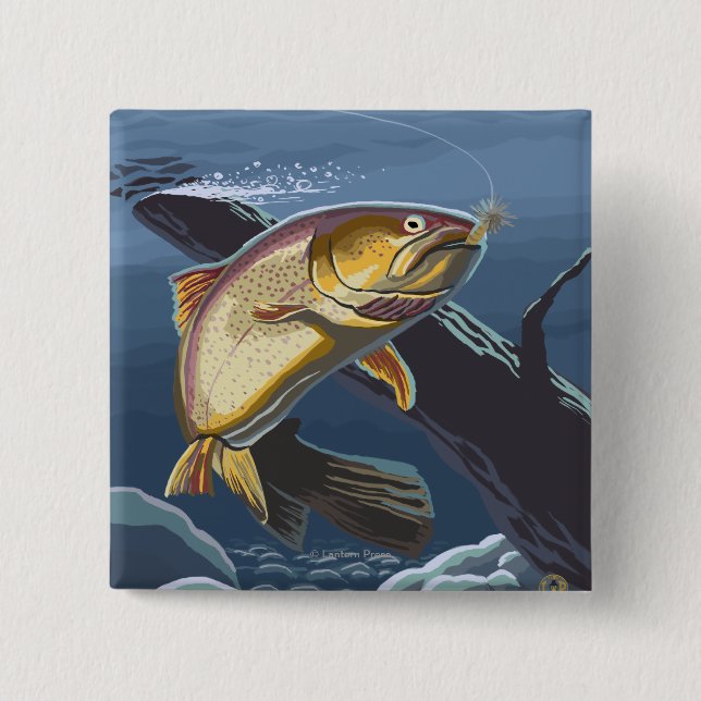 Chapa Cuadrada Traslado de pesca de trucha - Viajes de época (Anverso)