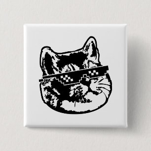 Chapa Cuadrada Trate Con Gafas De Gato Meme