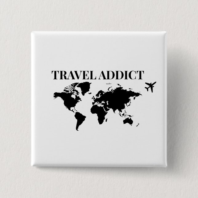 Chapa Cuadrada Travel addict - world travel gift (Anverso)
