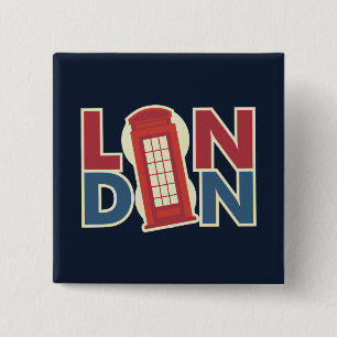 Chapa Cuadrada Travel Cities London Blue Red Phone Box