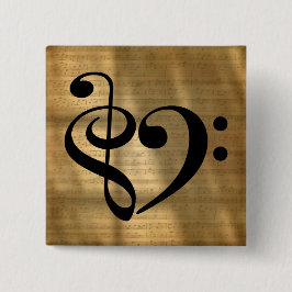 Chapa Cuadrada Treble Clef Bass Clef Hearf Golden Sheet Music