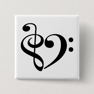 Chapa Cuadrada Treble Clef Bass Clef Hearf Music Lover