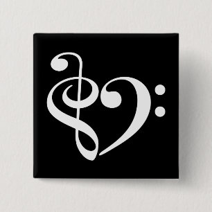 Chapa Cuadrada Treble Clef Bass Clef Hearf Music Lover