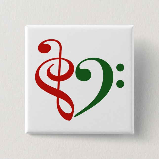 Chapa Cuadrada Treble Clef Bass Clef Hearf Music Lover Navidades (Anverso)