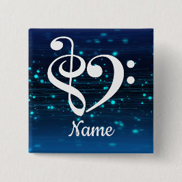 Chapa Cuadrada Treble Clef Bass Clef Heart Blue Nebula Personaliz