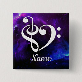 Chapa Cuadrada Treble Clef Bass Clef Heart Blue Nebula Personaliz