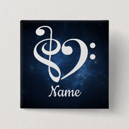 Chapa Cuadrada Treble Clef Bass Clef Heart Blue Nebula Personaliz
