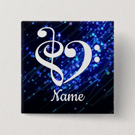 Chapa Cuadrada Treble Clef Bass Clef Heart Blue Nebula Personaliz