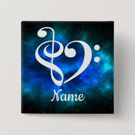 Chapa Cuadrada Treble Clef Bass Clef Heart Blue Nebula Personaliz