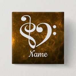 Chapa Cuadrada Treble Clef Bass Clef Heart Gold Nebula Personaliz