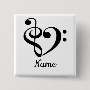 Chapa Cuadrada Treble Clef Bass Clef Heart Music Lover
