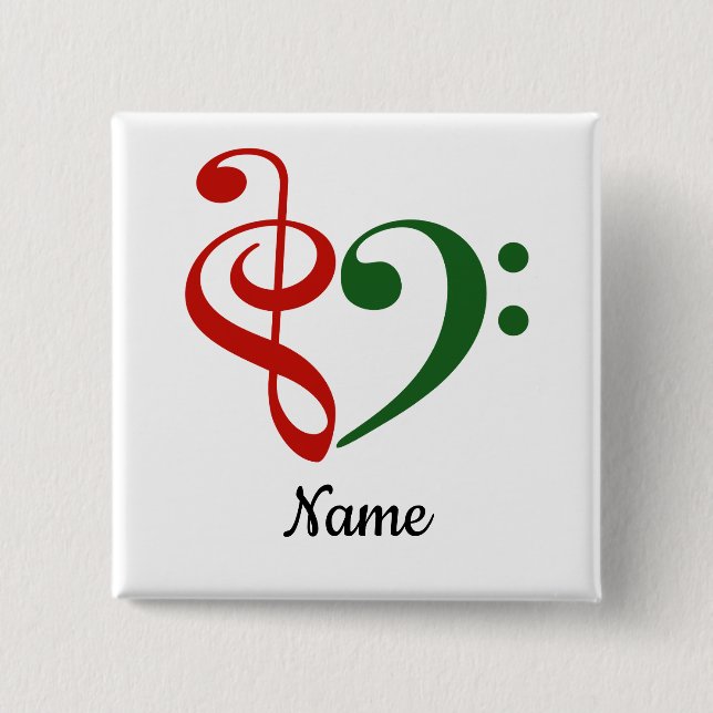 Chapa Cuadrada Treble Clef Bass Clef Heart Music Lover (Anverso)