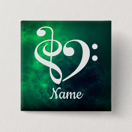 Chapa Cuadrada Treble Clef Bass Clef Heart Nebula Personalizada