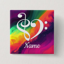 Chapa Cuadrada Treble Clef Bass Clef Heart Nebula Personalizada