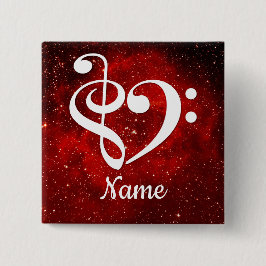 Chapa Cuadrada Treble Clef Bass Clef Heart Red Nebula Personaliza