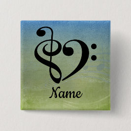 Chapa Cuadrada Treble Clef Bass Clef Music Heart Personalizado
