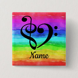 Chapa Cuadrada Treble Clef Bass Clef Music Heart Personalizado