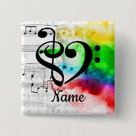 Chapa Cuadrada Treble Clef Bass Clef Music Heart Personalizado