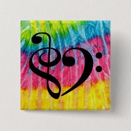 Chapa Cuadrada Treble Clef Bass Clef Music Heart Rainbow Tie-Dye