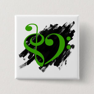 Chapa Cuadrada Treble Clef Bass Clef Musical Heart Grunge Battend