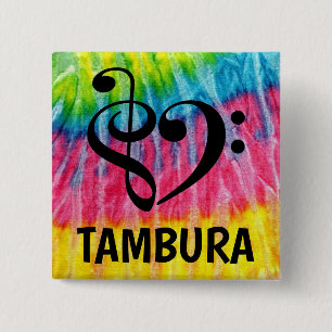 Chapa Cuadrada Treble Clef Bass Clef Musical Heart Tambura