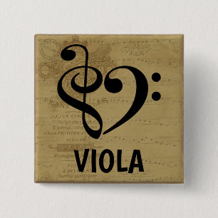 Chapa Cuadrada Treble Clef Bass Clef Musical Heart Viola