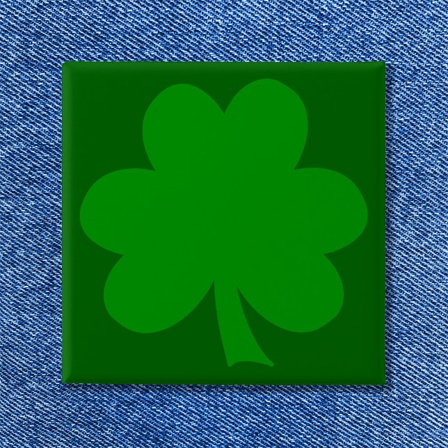 Chapa Cuadrada Trébol verde (Green Shamrock Button)