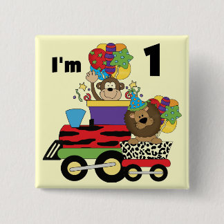 Chapa Cuadrada Tren de la jungla Primera camisetas de cumpleaños 