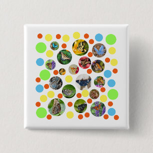 Chapa Cuadrada Trendy Cute Modern Butterflies Polka Dots Kids