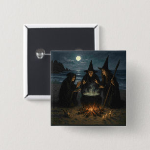Chapa Cuadrada Tres brujas producen Cauldron Full Moon Beach
