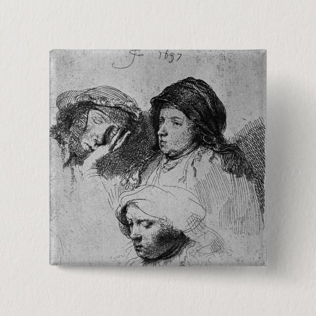 Chapa Cuadrada Tres cabezas femeninas con una que duermen, 1637 (Anverso)