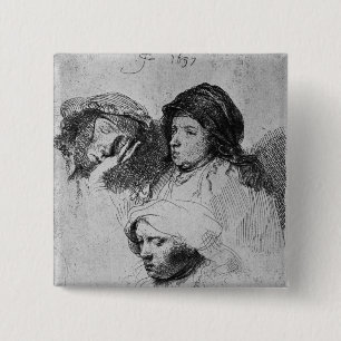 Chapa Cuadrada Tres cabezas femeninas con una que duermen, 1637
