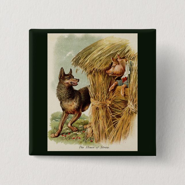 Chapa Cuadrada Tres Cerditos Gran Lobo Malo, Historia De Hadas Vi (Anverso)