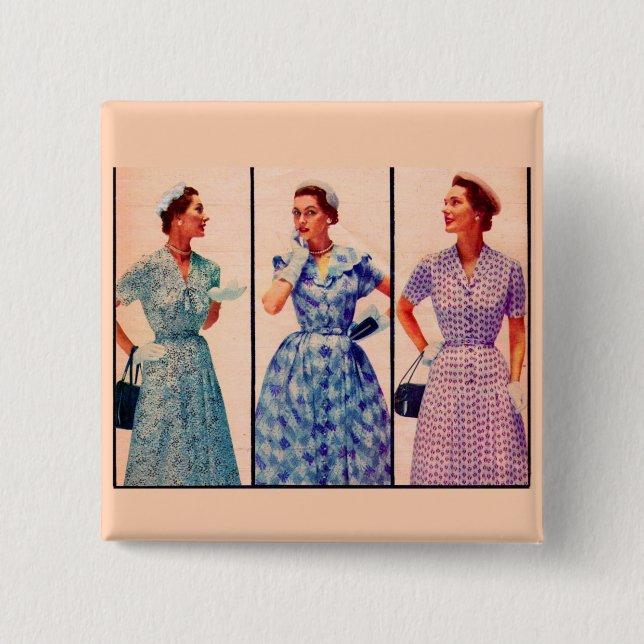Chapa Cuadrada tres vestidos de 1953 - ropa vintage (Anverso)