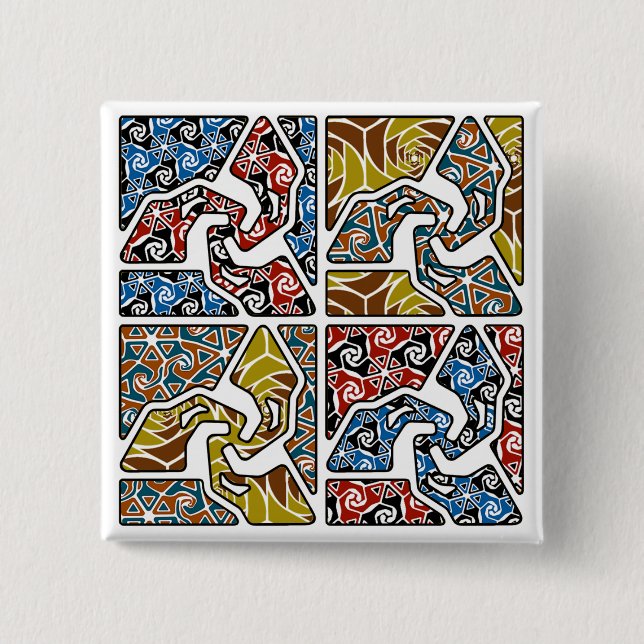 Chapa Cuadrada Tri Flechas con los argumentos traseros Trippy (Anverso)