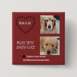 Chapa Cuadrada Tributo conmemorativo de mascota con halo rojo