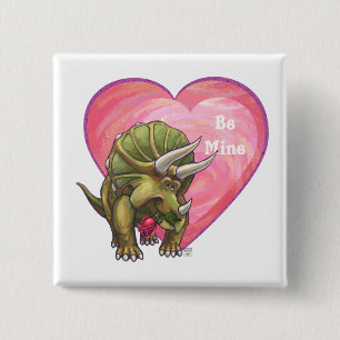 Chapa Cuadrada Triceratops Red Rose Heart