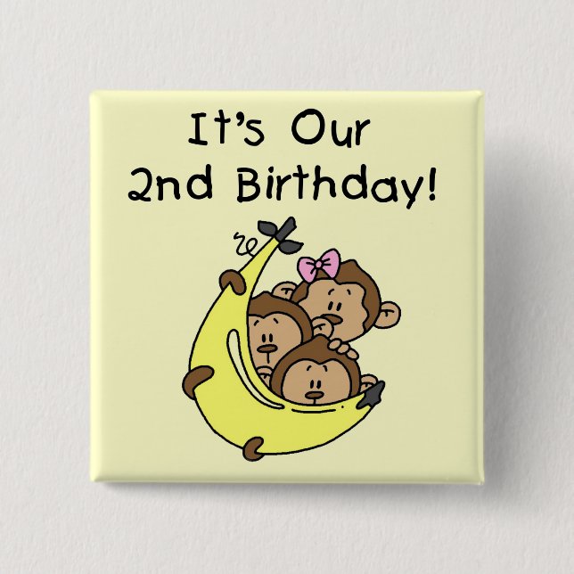 Chapa Cuadrada Trillizos 2 - Dos niños/ una camiseta Chica (Anverso)