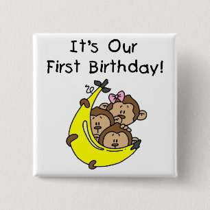 Chapa Cuadrada Trillizos primero - Dos niños, un Chica