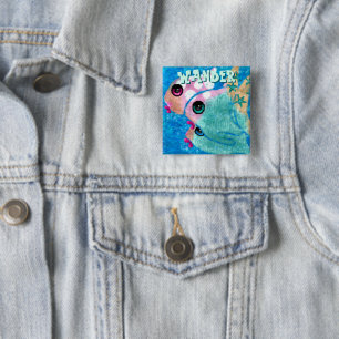 Chapa Cuadrada Trío de peces abstractos caprichosos personalizado