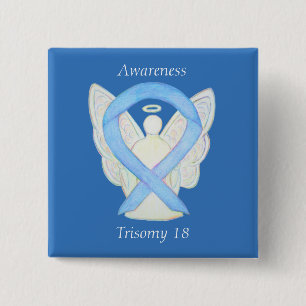 Chapa Cuadrada Trisomy 18 Awareness Angel Ribbon Art Pin