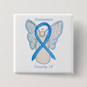Chapa Cuadrada Trisomy 18 Awareness Angel Ribbon Art Pin