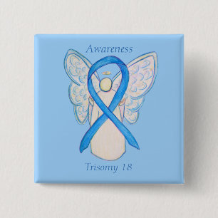 Chapa Cuadrada Trisomy 18 Awareness Angel Ribbon Art Pin