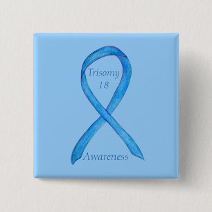 Chapa Cuadrada Trisomy 18 Awareness Ribbon Personalizado Art Pin