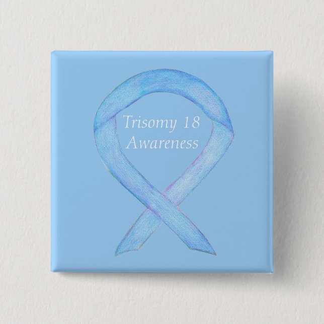 Chapa Cuadrada Trisomy 18 Awareness Ribbon Personalizado Art Pin (Anverso)