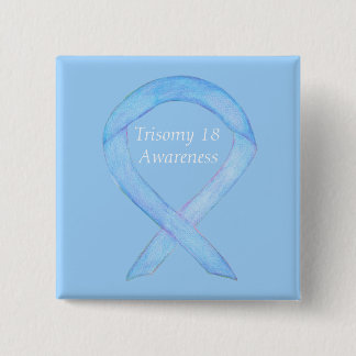 Chapa Cuadrada Trisomy 18 Awareness Ribbon Personalizado Art Pin