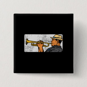 Chapa Cuadrada Trompetista Música Jazz Trompeta Retro